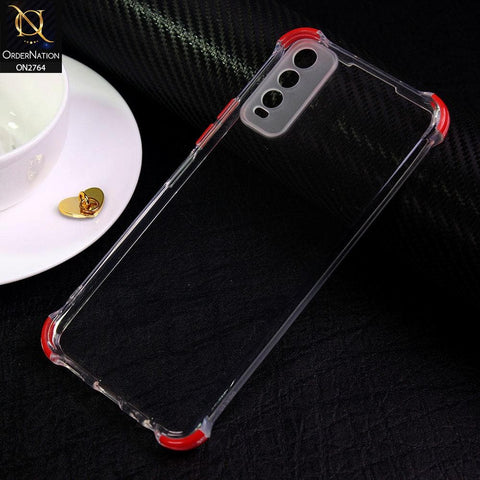 Vivo Y12s Cover - Red - Soft Anti Shock Colorfull Corner Back Clear Case