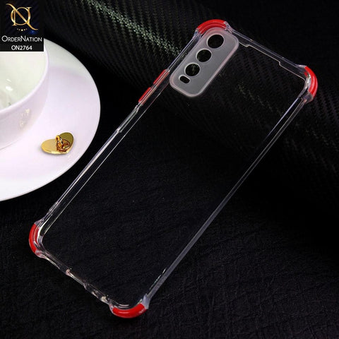 Vivo Y20A Cover - Red - Soft Anti Shock Colorfull Corner Back Clear Case