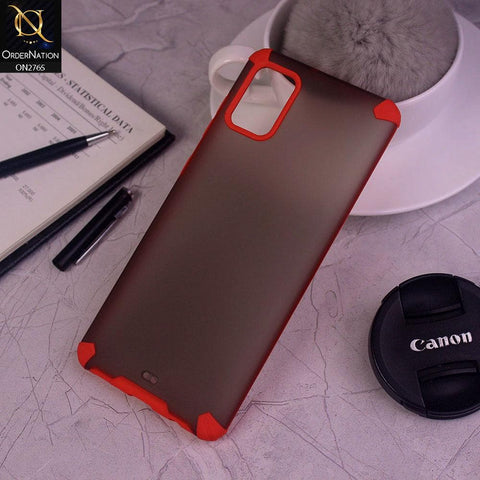 Samsung Galaxy A31 Cover - Red - New Semi Transparent Matte Anti-Drop Camera Protection Case
