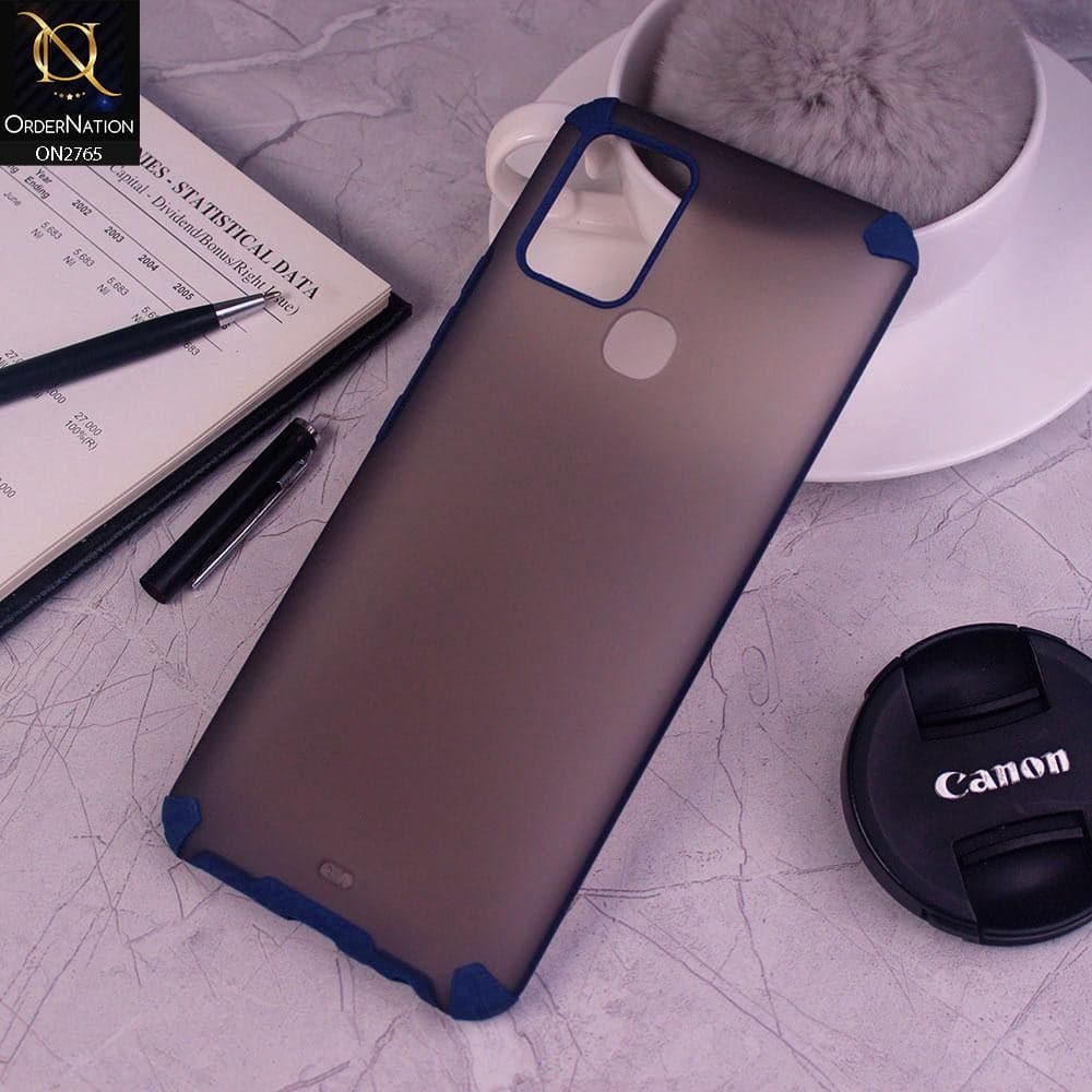 Infinix Hot 10 Cover - Blue - New Semi Transparent Matte Anti-Drop Camera Protection Case