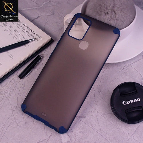 Infinix Hot 10 Cover - Blue - New Semi Transparent Matte Anti-Drop Camera Protection Case