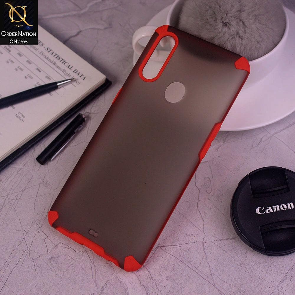 Oppo A8 Cover - Red - New Semi Transparent Matte Anti-Drop Camera Protection Case