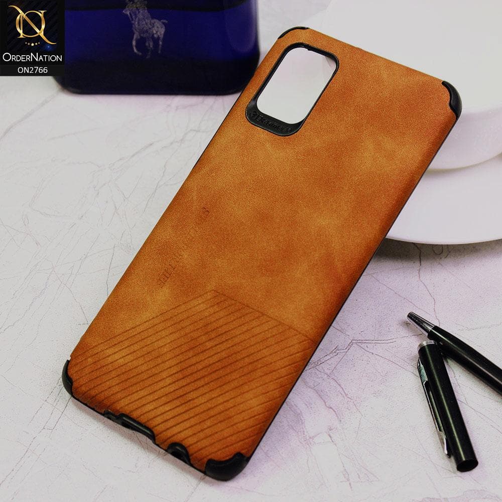 Samsung Galaxy A31 Cover - Brown - Stylish PU Leather Diagonal Lines Soft Case