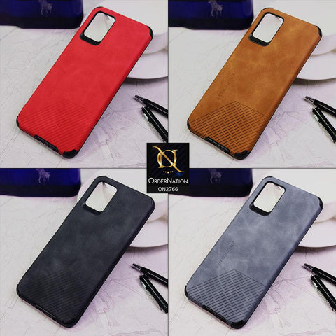 Oppo A53s Cover - Brown - Stylish PU Leather Diagonal Lines Soft Case