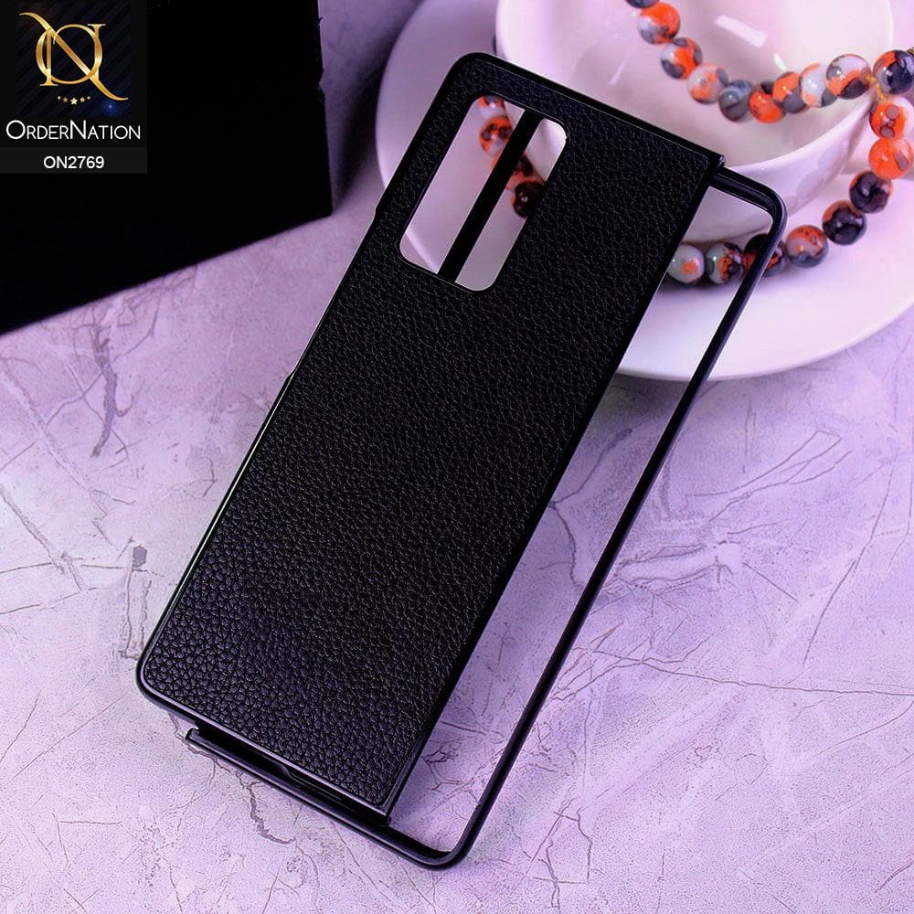 Samsung Galaxy Z Fold2 5G Cover - Black - Leather Texture Hard Cases