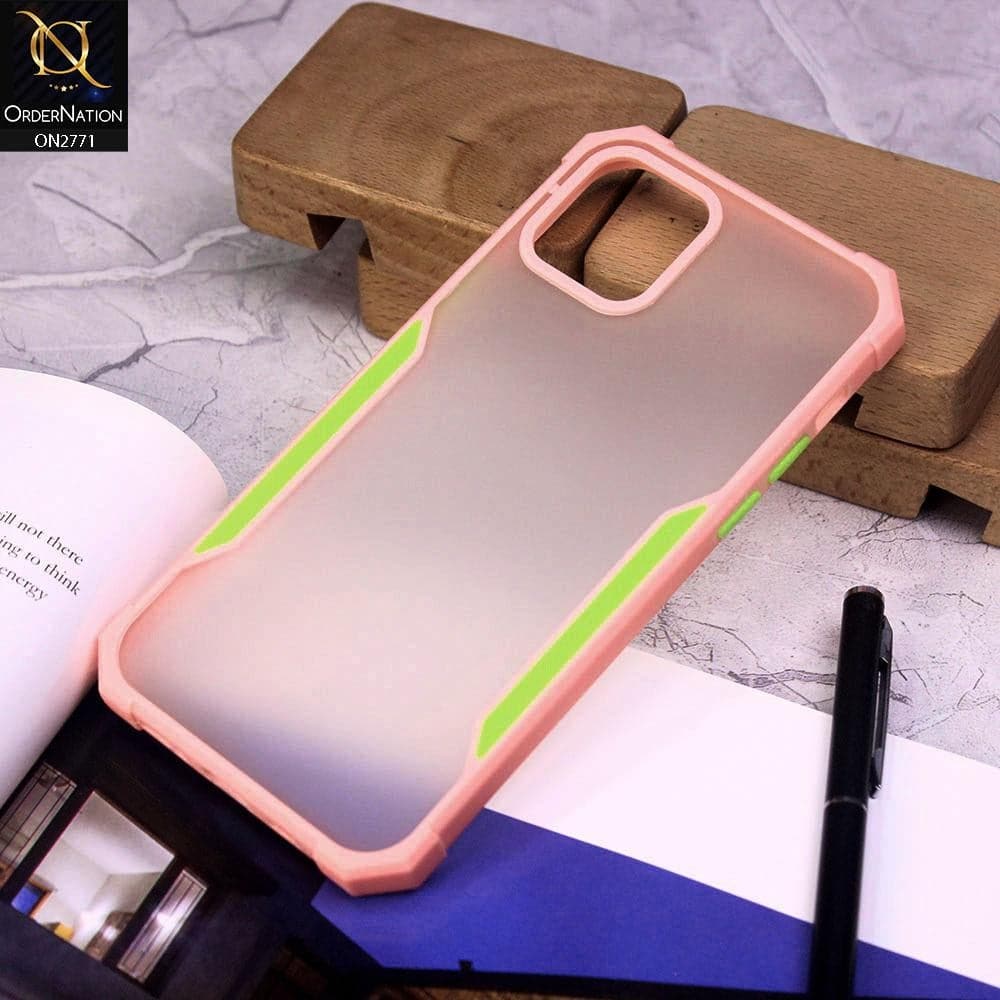 iPhone 12 Cover - Pink - New Stylish Anti-Drop Grip Matte Semi Transparent With Camera Protection Case