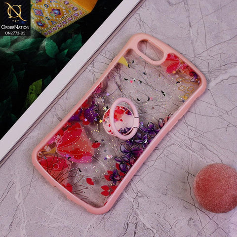 iPhone 8 / 7 Cover -Design 5 - New Stylish Floral Glitter Soft Border Case with Ring Holder
