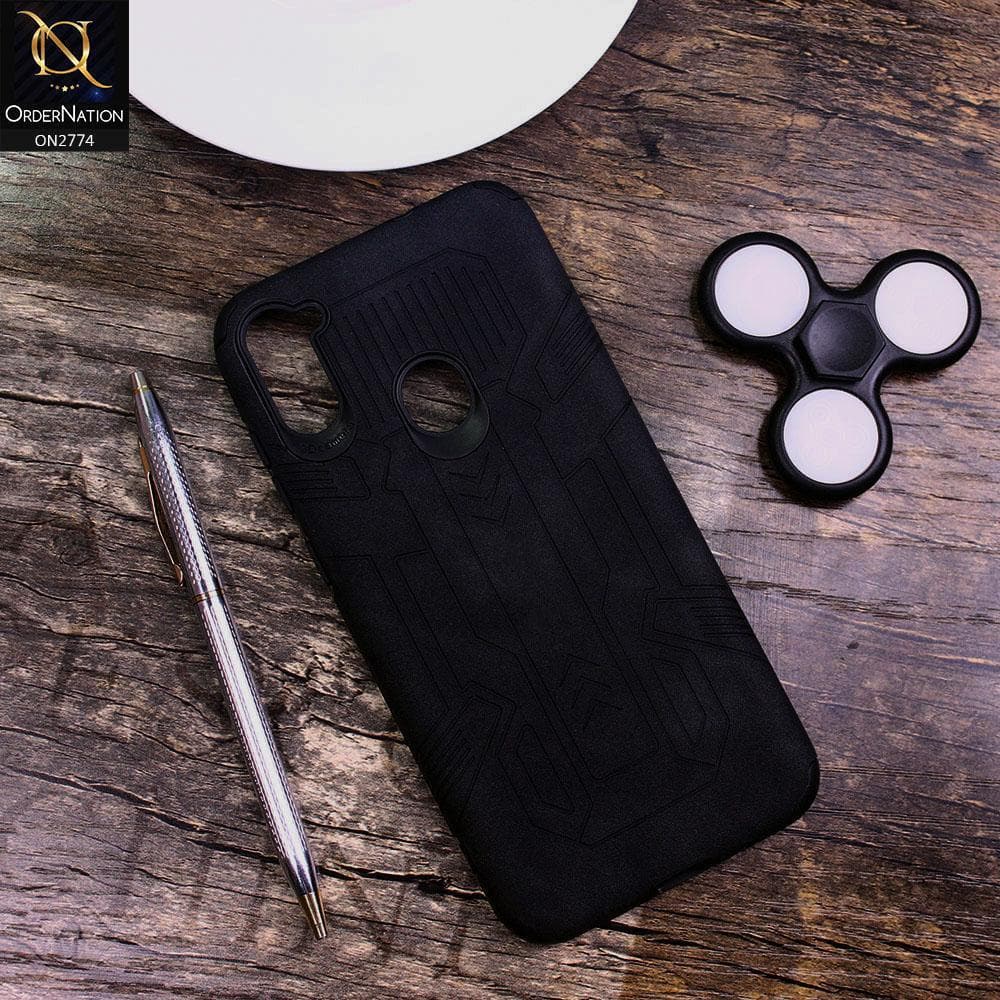 Samsung Galaxy M11 Cover - Black - Soft Synthetic Leather TPU 3D Camera Case
