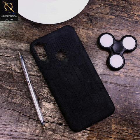Samsung Galaxy M11 Cover - Black - Soft Synthetic Leather TPU 3D Camera Case