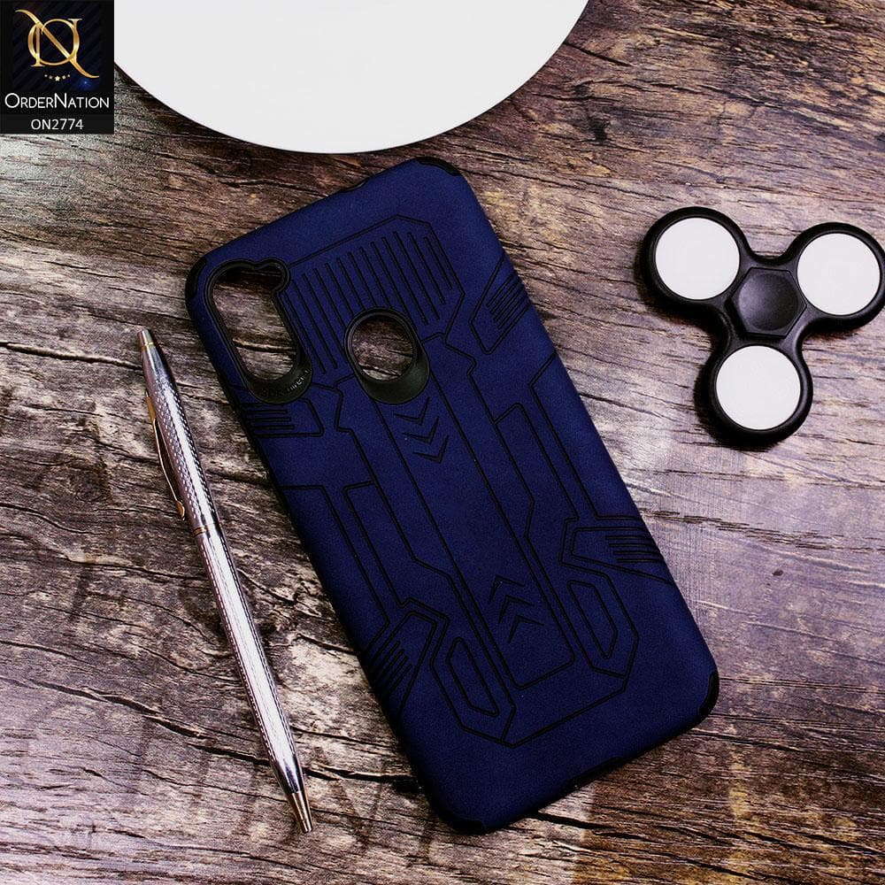 Samsung Galaxy M11 Cover - Blue - Soft Synthetic Leather TPU 3D Camera Case