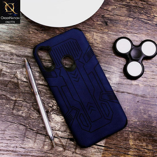 Samsung Galaxy M11 Cover - Blue - Soft Synthetic Leather TPU 3D Camera Case