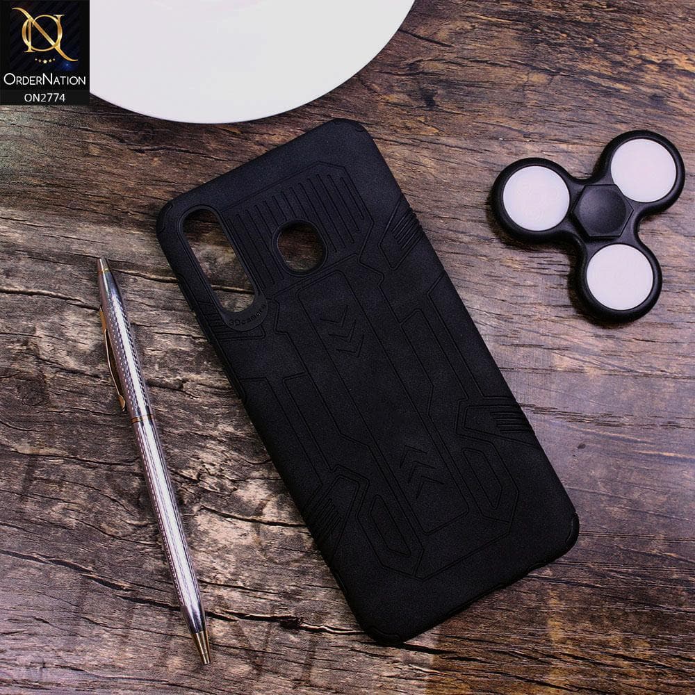 Samsung Galaxy A20 Cover - Black - Soft Synthetic Leather TPU 3D Camera Case