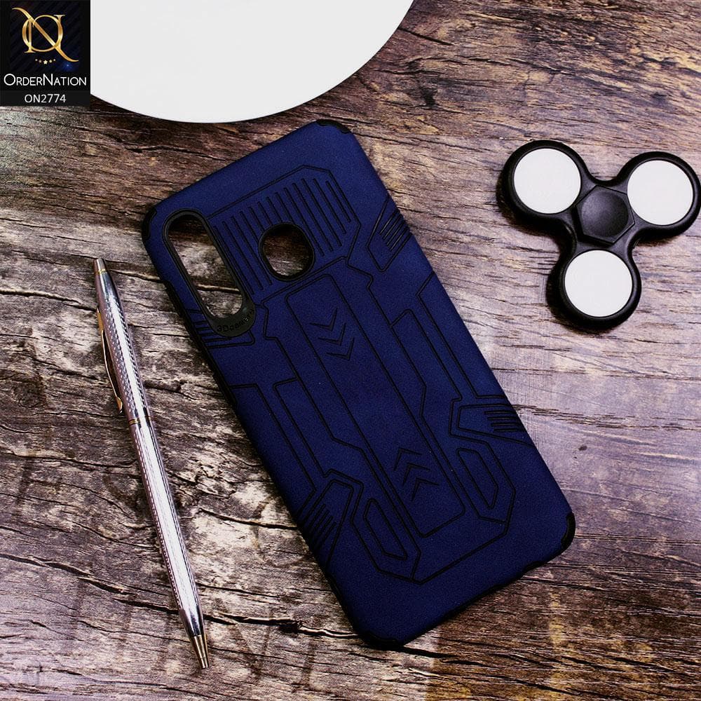 Samsung Galaxy A30 Cover - Blue - Soft Synthetic Leather TPU 3D Camera Case
