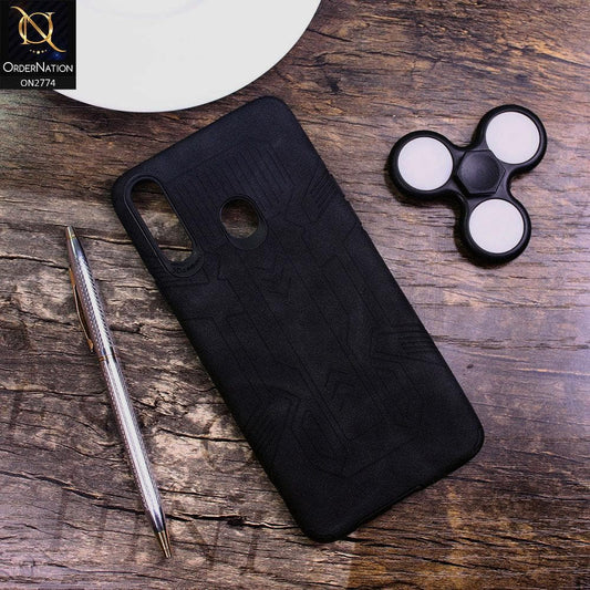 Samsung Galaxy A20s Cover - Black - Soft Synthetic Leather TPU 3D Camera Case