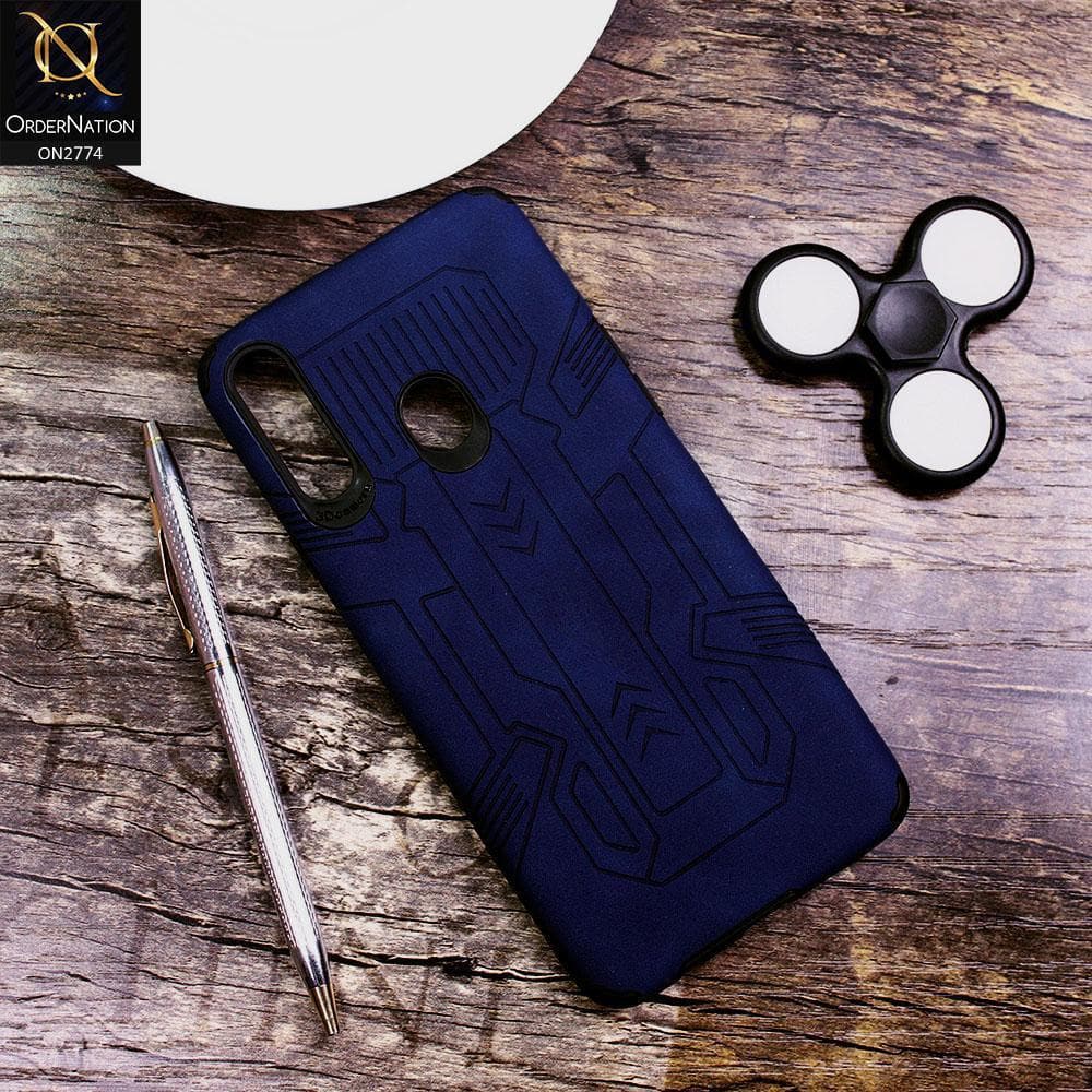 Samsung Galaxy A20s Cover - Blue - Soft Synthetic Leather TPU 3D Camera Case