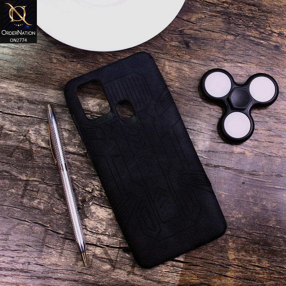 Samsung Galaxy A21s Cover - Black - Soft Synthetic Leather TPU 3D Camera Case