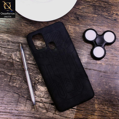 Samsung Galaxy A21s Cover - Black - Soft Synthetic Leather TPU 3D Camera Case