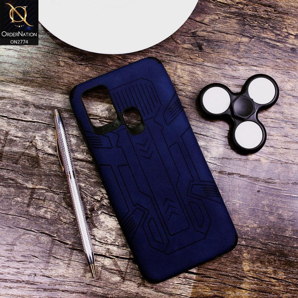 Samsung Galaxy A21s Cover - Blue - Soft Synthetic Leather TPU 3D Camera Case