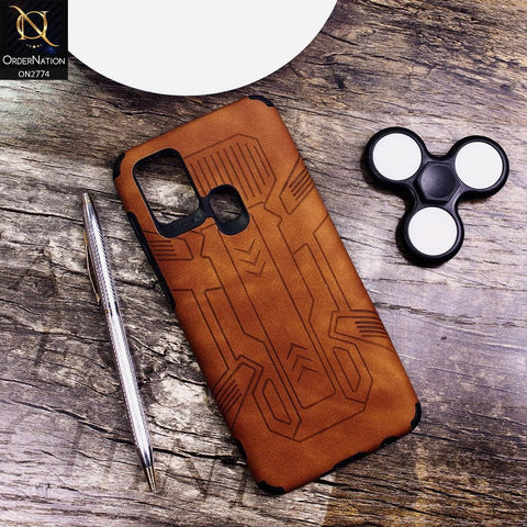 Samsung Galaxy A21s Cover - Brown - Soft Synthetic Leather TPU 3D Camera Case
