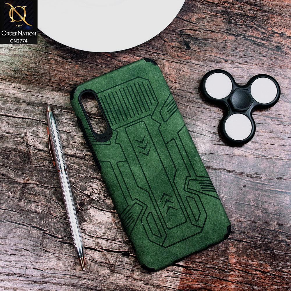 Samsung Galaxy A30s Cover - Green - Soft Synthetic Leather TPU 3D Camera Case