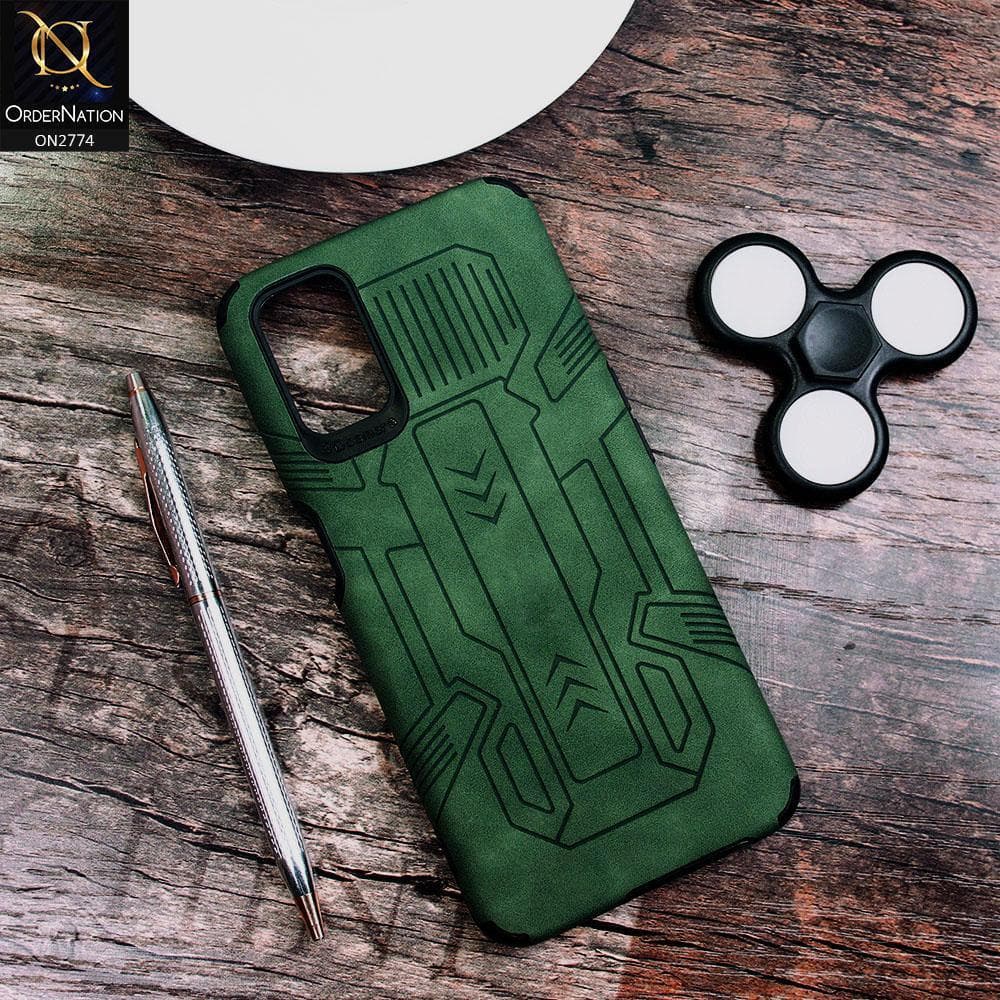 Oppo A52 Cover - Green - Soft Synthetic Leather TPU 3D Camera Case