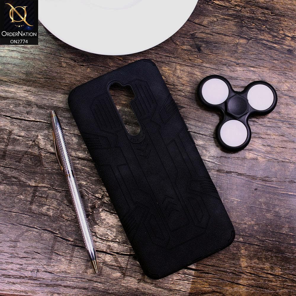 Oppo A9 2020 Cover - Black - Soft Synthetic Leather TPU 3D Camera Case