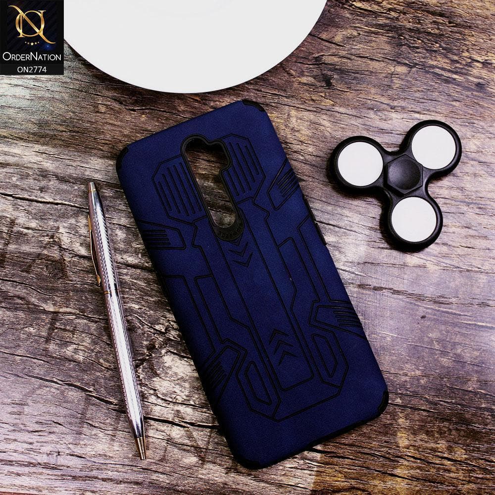 Oppo A9 2020 Cover - Blue - Soft Synthetic Leather TPU 3D Camera Case