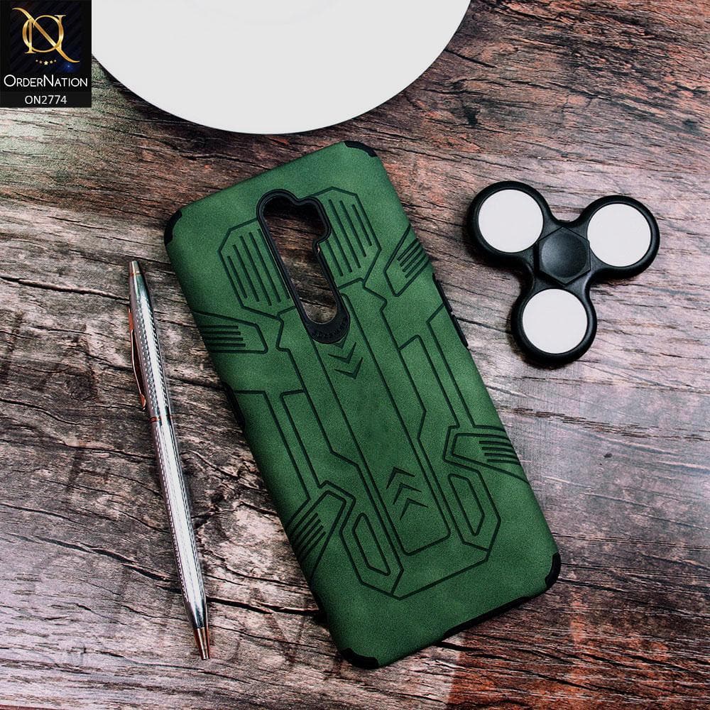 Oppo A9 2020 Cover - Green - Soft Synthetic Leather TPU 3D Camera Case