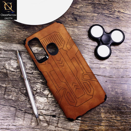 Infinix Hot 9 Cover - Brown - Soft Synthetic Leather TPU 3D Camera Case