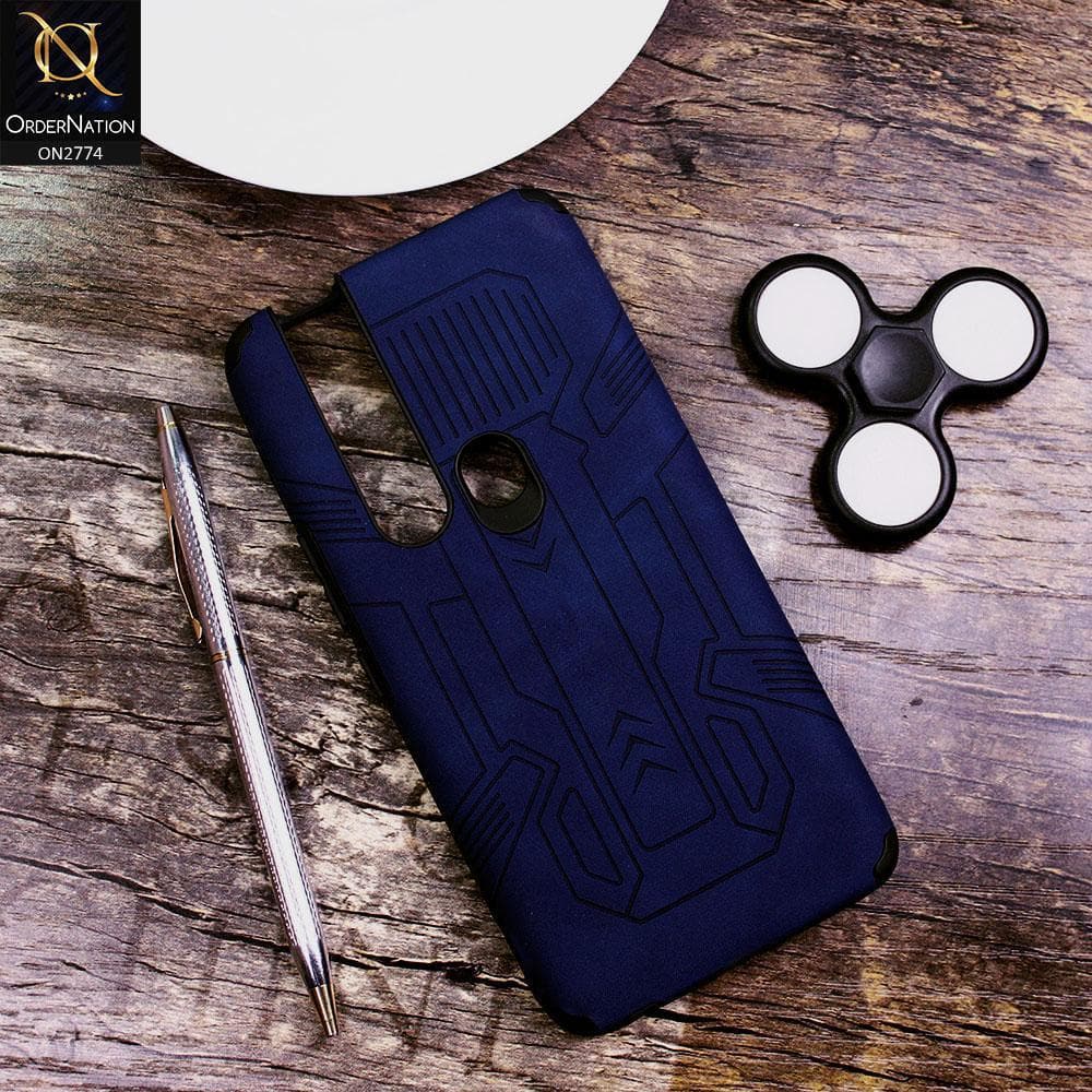 Tecno Camon 15 Premier Cover - Blue - Soft Synthetic Leather TPU 3D Camera Case