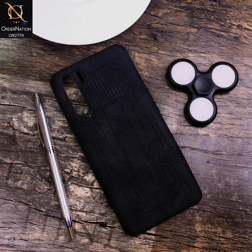 Oppo A91 Cover - Black - Soft Synthetic Leather TPU 3D Camera Case