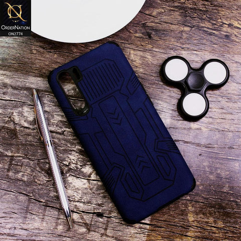 Oppo F15 Cover - Blue - Soft Synthetic Leather TPU 3D Camera Case