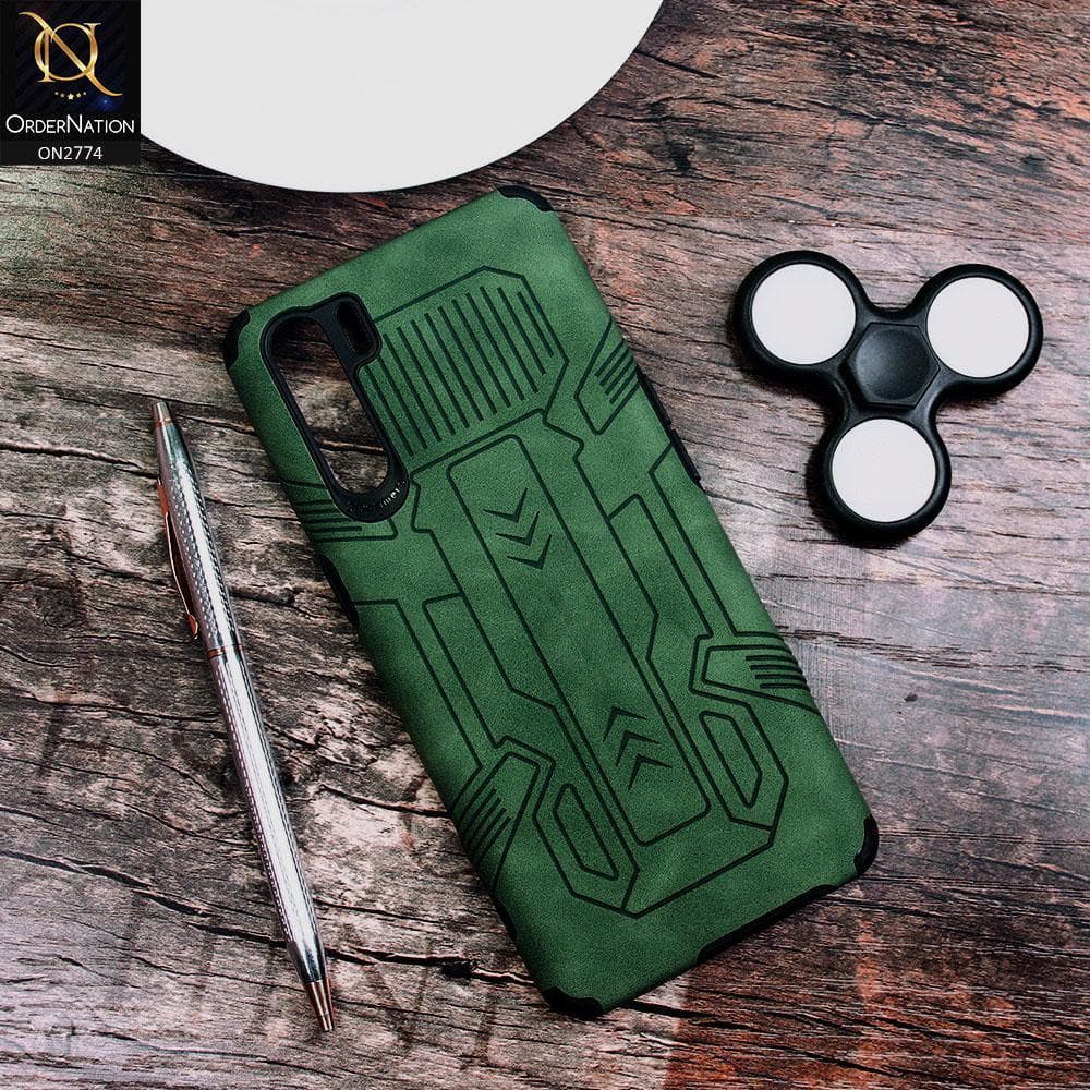 Oppo A91 Cover - Green - Soft Synthetic Leather TPU 3D Camera Case