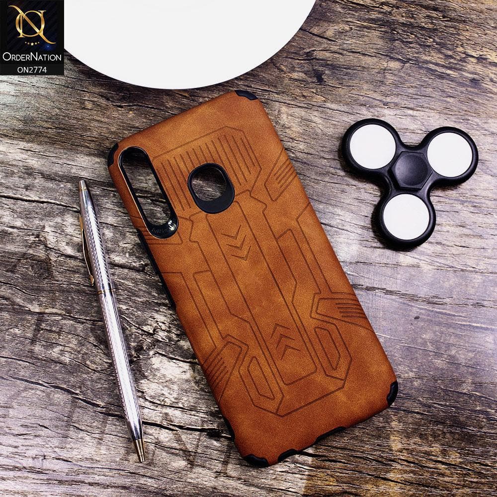 Infinix Hot 8 Cover - Brown - Soft Synthetic Leather TPU 3D Camera Case