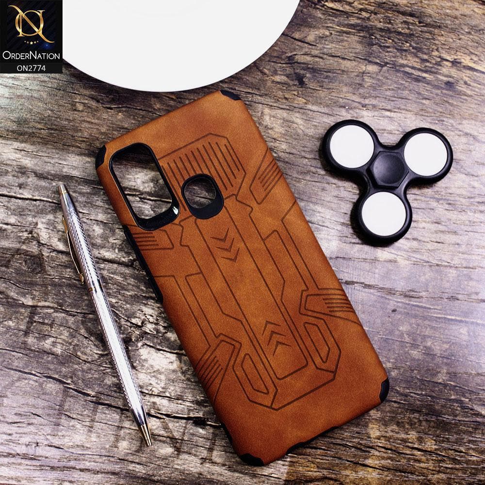Infinix Hot 9 Play Cover - Brown - Soft Synthetic Leather TPU 3D Camera Case
