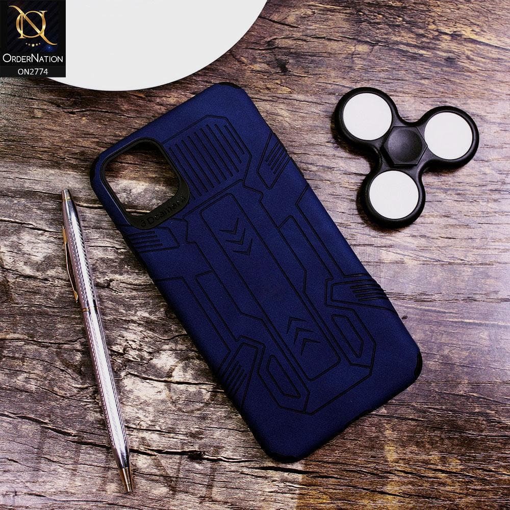 iPhone 11 Pro Cover - Blue - Soft Synthetic Leather TPU 3D Camera Case