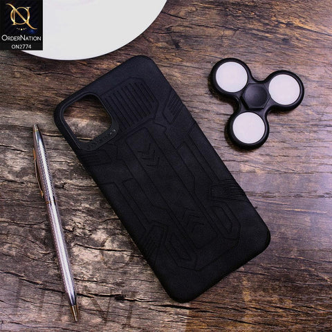 iPhone 11 Pro Max Cover - Black - Soft Synthetic Leather TPU 3D Camera Case