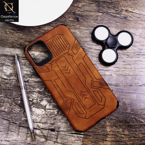 iPhone 11 Pro Max Cover - Brown - Soft Synthetic Leather TPU 3D Camera Case