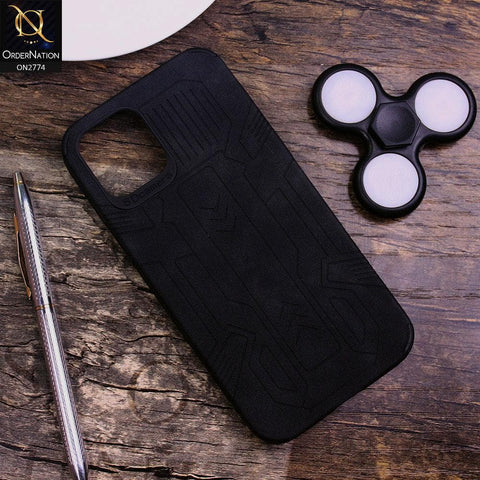 iPhone 12 Cover - Black - Soft Synthetic Leather TPU 3D Camera Case
