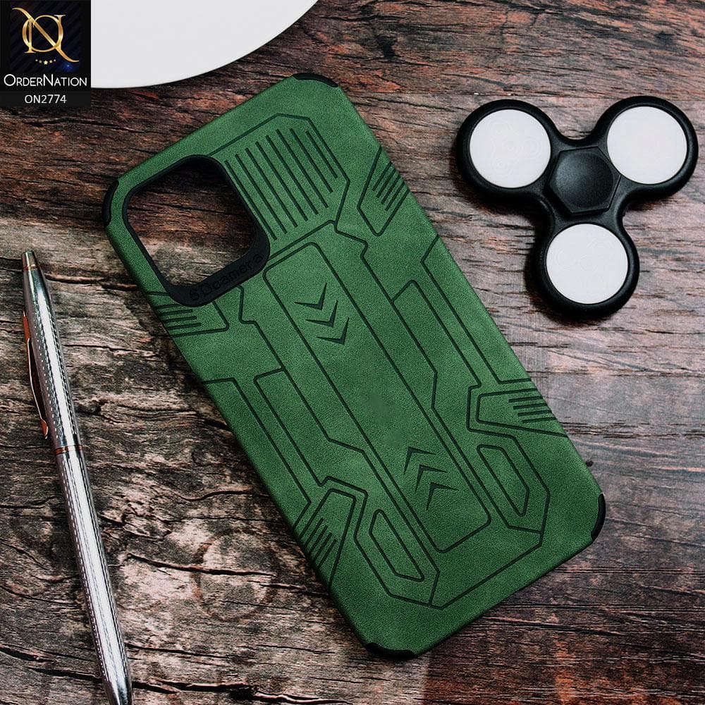 iPhone 12 Cover - Green - Soft Synthetic Leather TPU 3D Camera Case
