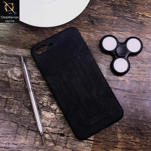 iPhone 8 Plus / 7 Plus Cover - Black - Soft Synthetic Leather TPU 3D Camera Case