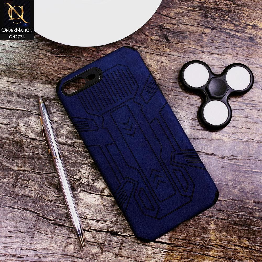 iPhone 8 Plus / 7 Plus Cover - Blue - Soft Synthetic Leather TPU 3D Camera Case