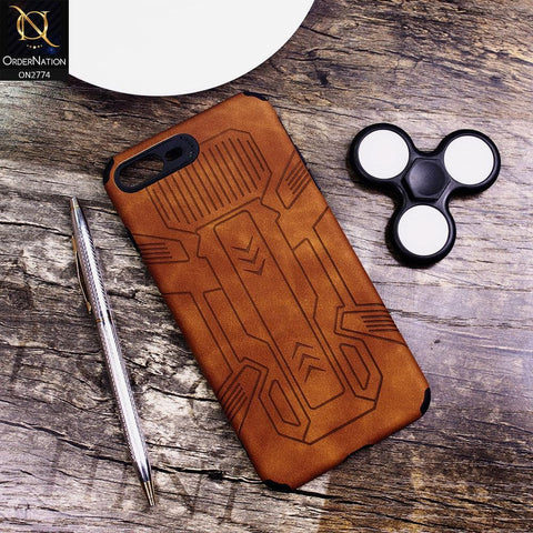 iPhone 8 Plus / 7 Plus Cover - Brown - Soft Synthetic Leather TPU 3D Camera Case