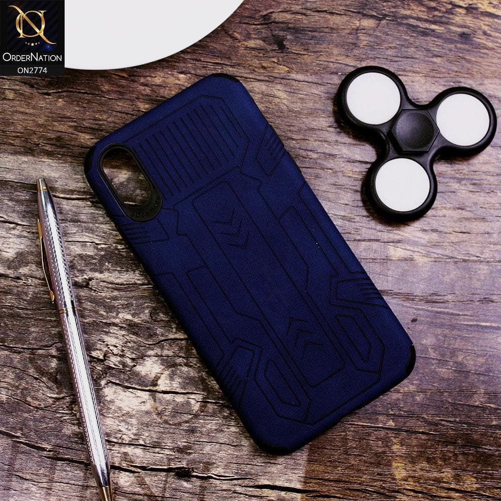 iPhone XS / X Cover - Blue - Soft Synthetic Leather TPU 3D Camera Case