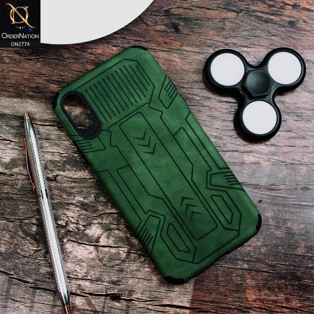 iPhone XS / X Cover - Green - Soft Synthetic Leather TPU 3D Camera Case
