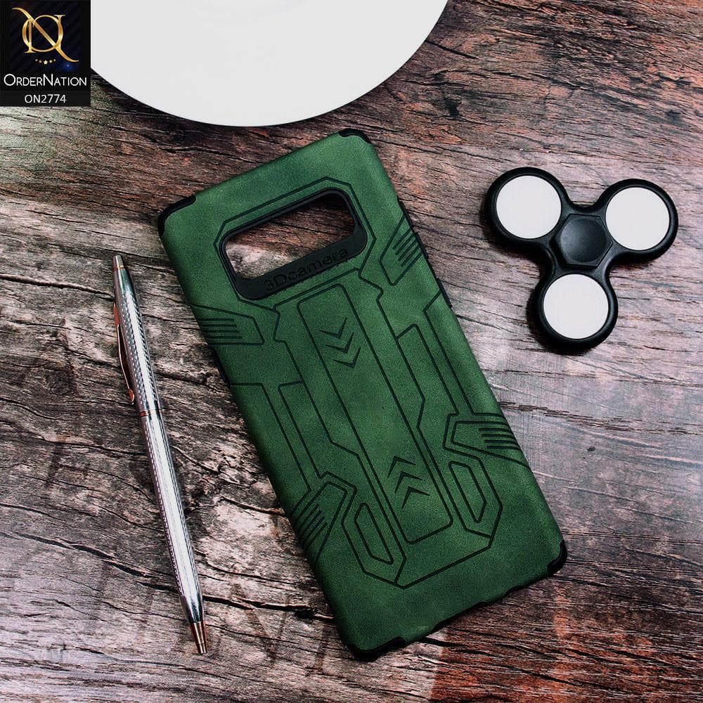 Samsung Galaxy Note 8 Cover - Green - Soft Synthetic Leather TPU 3D Camera Case