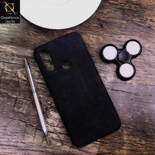 Oppo A8 Cover - Black - Soft Synthetic Leather TPU 3D Camera Case