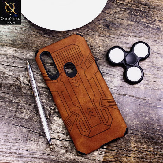 Oppo A8 Cover - Brown - Soft Synthetic Leather TPU 3D Camera Case
