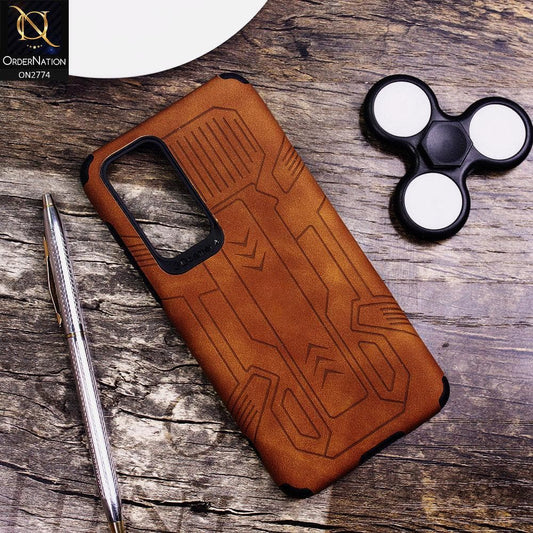 Huawei P40 Cover - Brown - Soft Synthetic Leather TPU 3D Camera Case