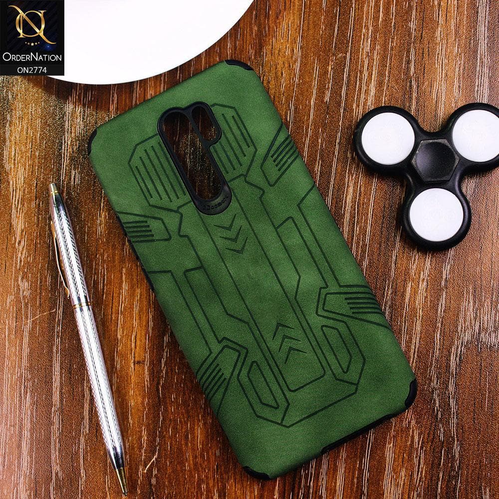 Xiaomi Redmi 9 Prime Cover - Green - Soft Synthetic Leather TPU 3D Camera Case